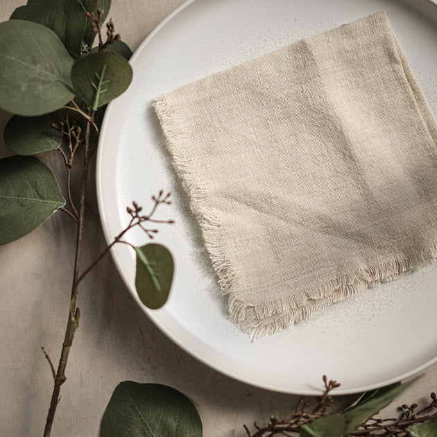 Pure Linen Oversized Napkins 12 Pack - Pure Linen Hemstitch Napkins - (Set  of 12) Size 20x20 Natural - Hand Crafted and Hand Stitched Napkins with