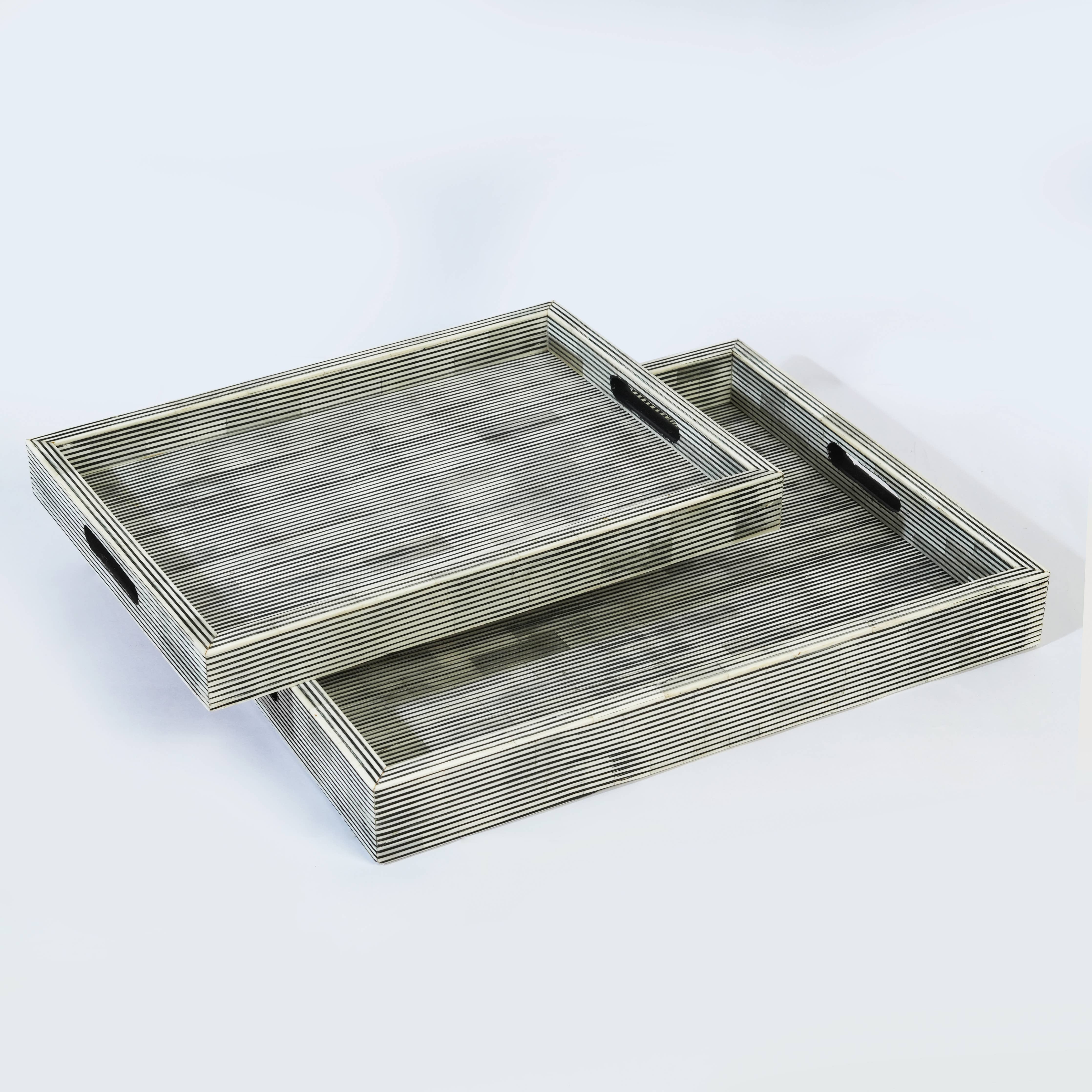 Pinstripe Bone Inlaid Decorative Trays