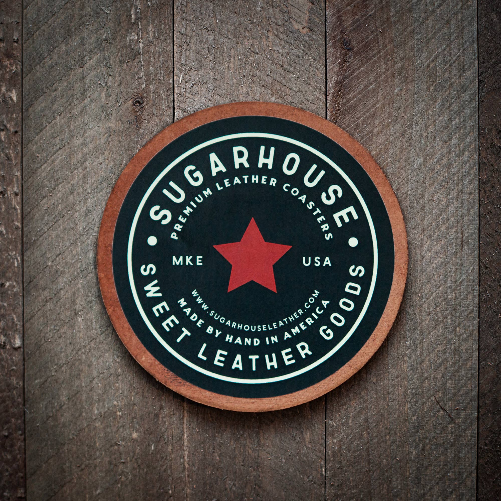 Bucking Bronco Leather Coaster Set