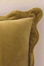 Scallop Velvet Pillow, Mustard (20"x20")
