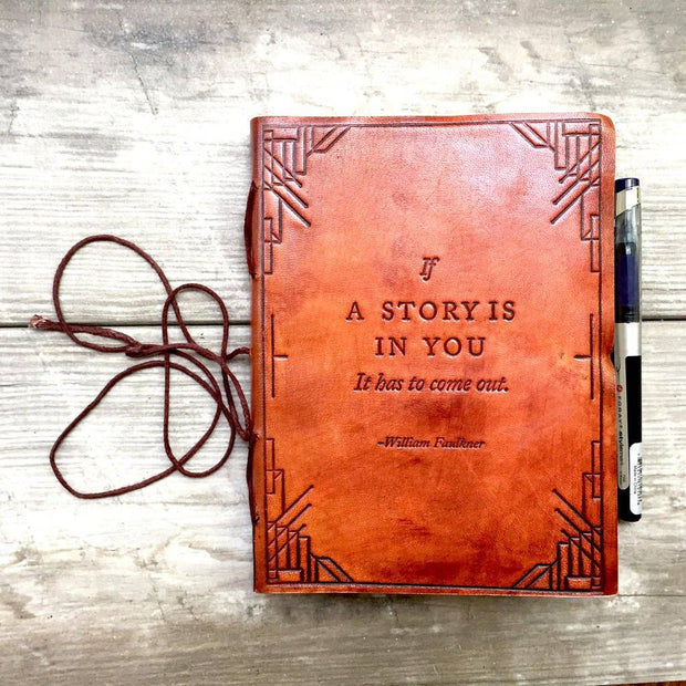 "If A Story" Handmade Quote Leather Journal - 5x7