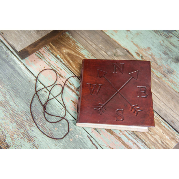 Compass Leather Journal Handmade - 7x7