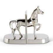 10" Polished Silver Metal Horse Bookends