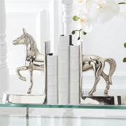 10" Polished Silver Metal Horse Bookends