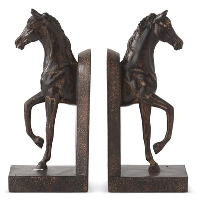 10.75" Resin Bronze Prancing Horse Bookends