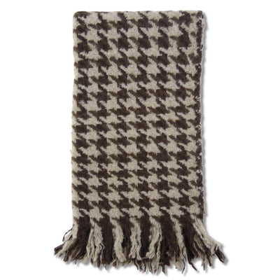 67" Brown & Cream Houndstooth Throw Blanket