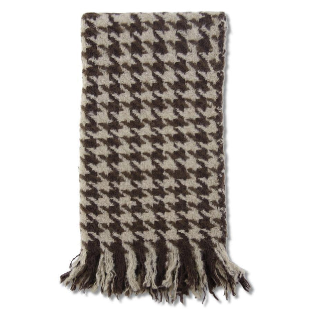 67" Brown & Cream Houndstooth Throw Blanket