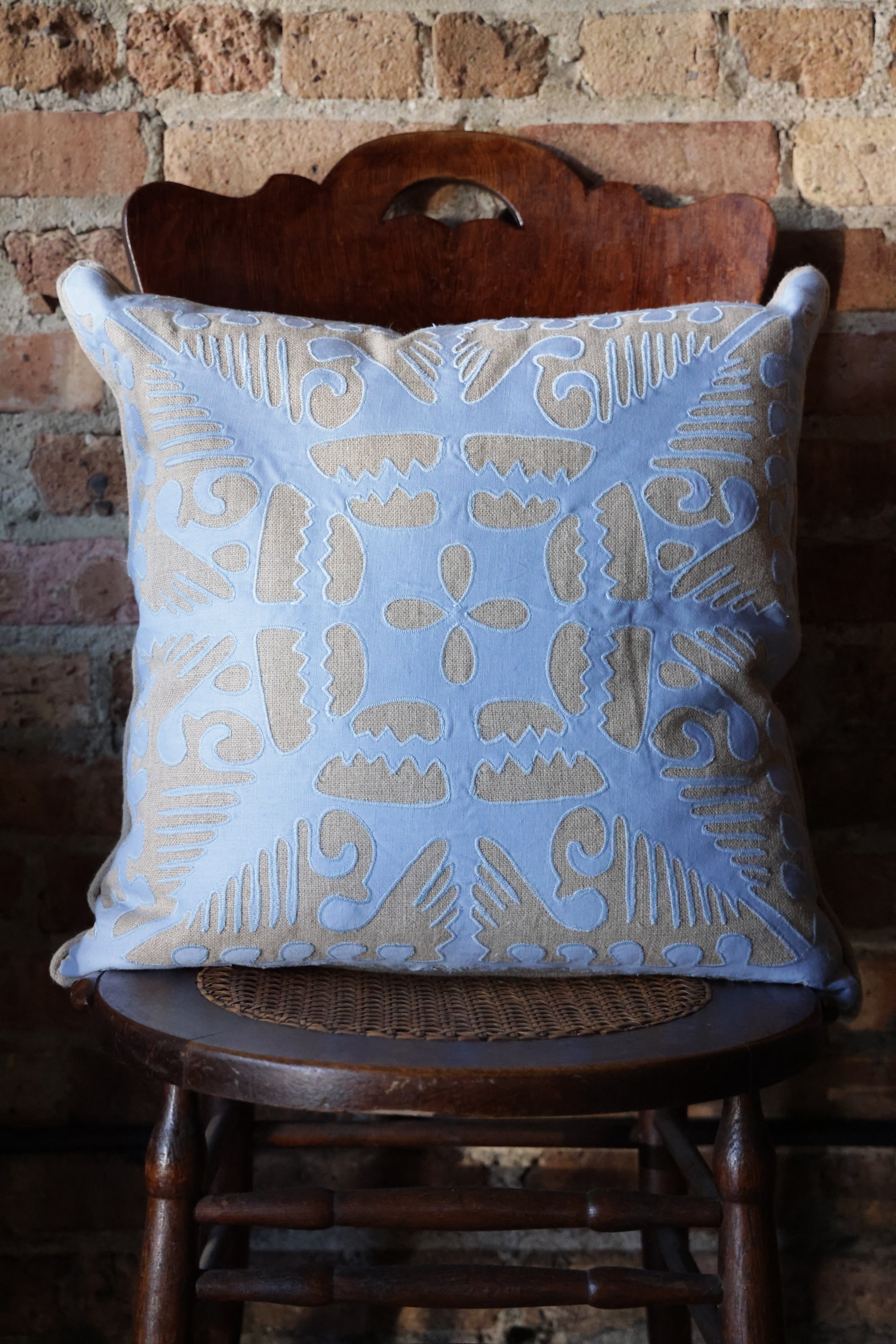 Knight Wood Linen Lapis Decorative Pillow - 20