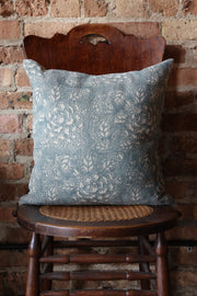 Sicily Teal on Natural Pillow - 18" x 18"