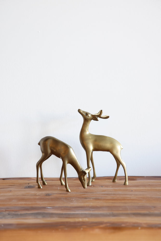 Pair of Brass Deer