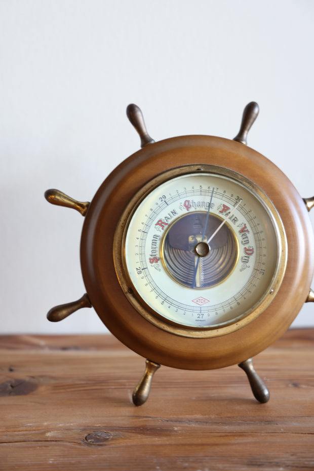 Wooden Ship Steering Wheel Clock