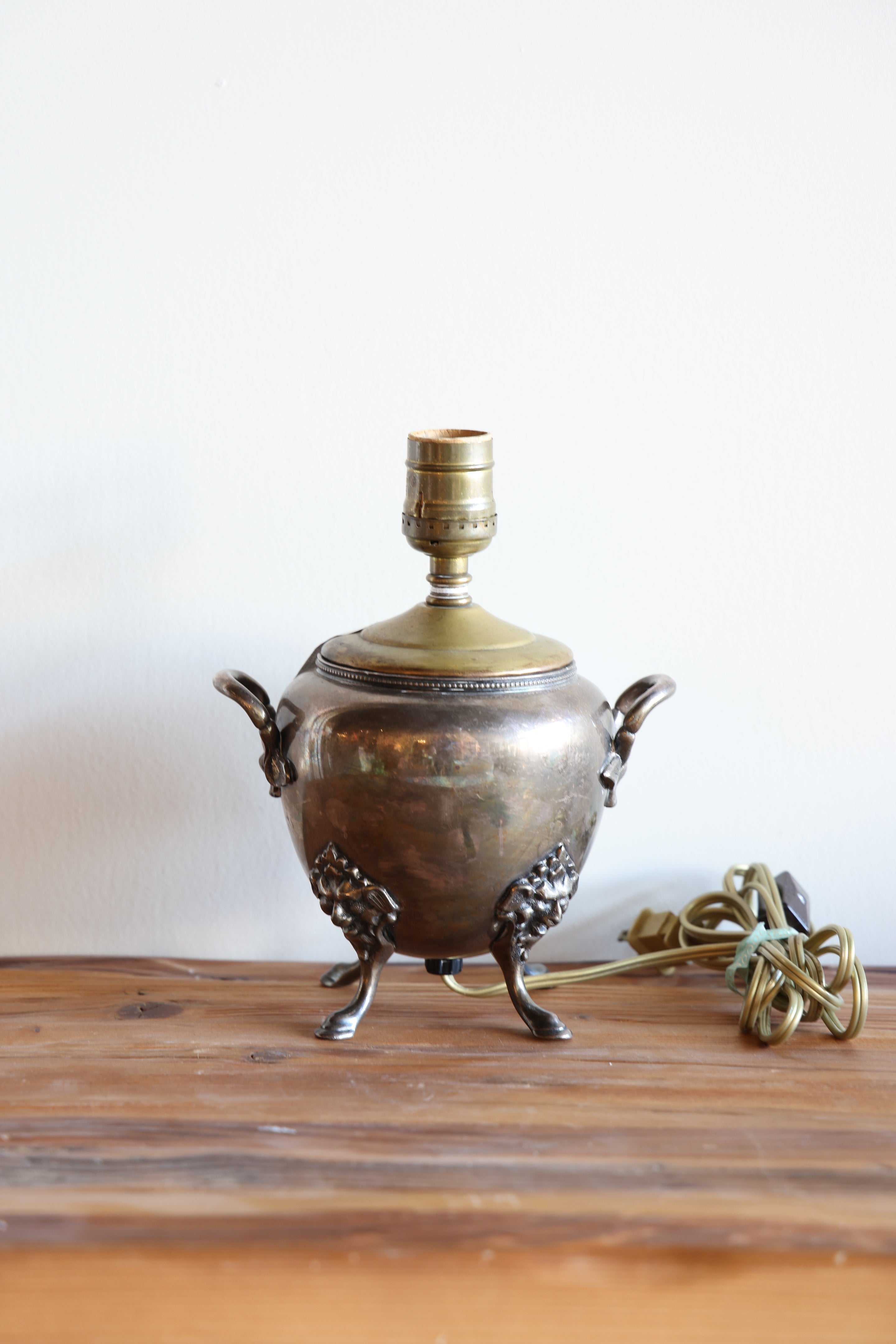 Repurposed Antique Footed Silverplated Sugar Bowl Lamp