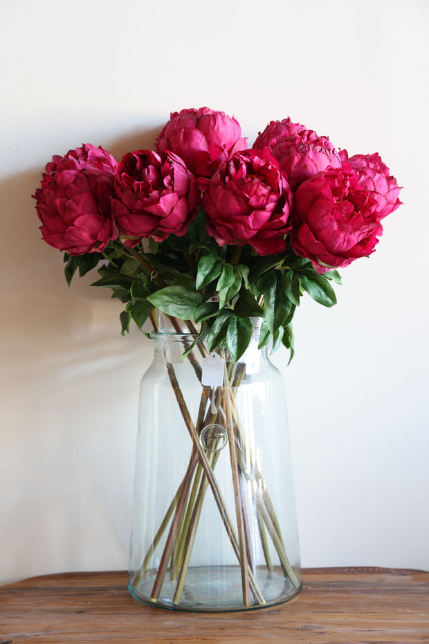 Peony Stem with Leaves, 26"- Dark Fuschia