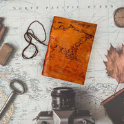 World Map Handmade Leather Journal - 7x5