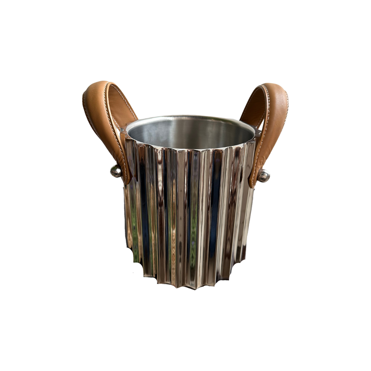 Small Polished Wine Cooler W/ Leather Handles