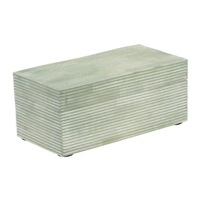 Pinstripe Decorative Box in Sage Over White - Large