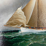 Racing Sloop Oil Painting Print on Canvas in Gold Frame