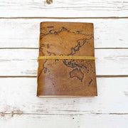 World Map Handmade Leather Journal - 7x5