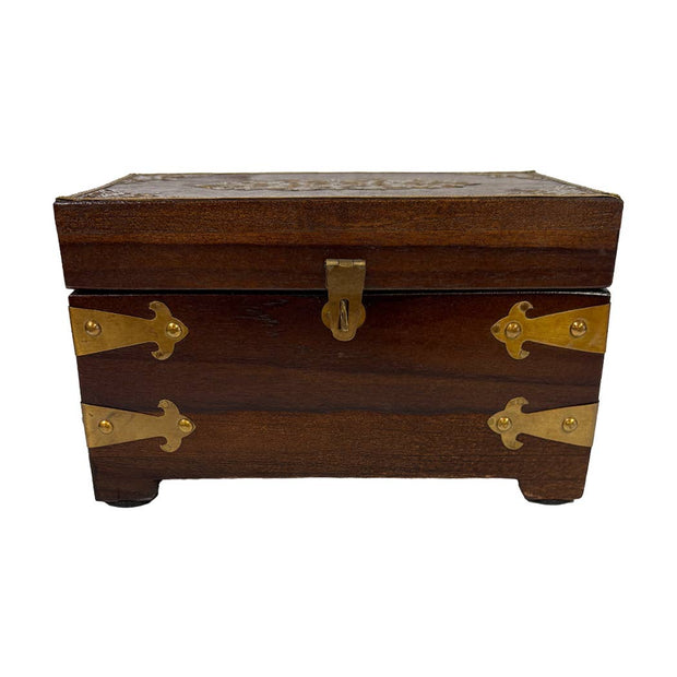 8" Colonial Style Solid Wood Tea Caddy- Antique Reproduction