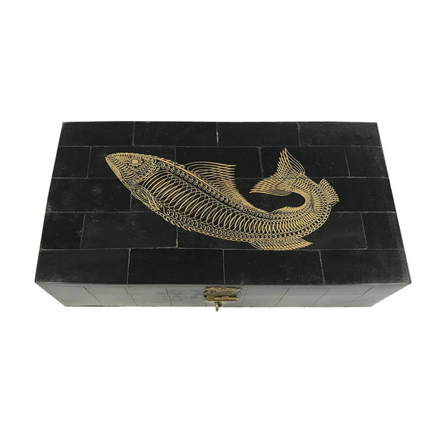 6-1/4" Fish Horn Box Engraved