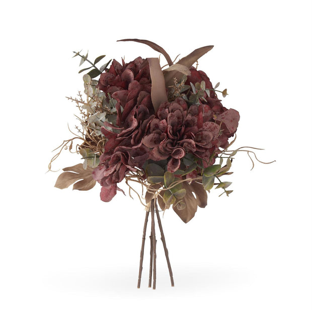 14" Burgundy Faux Dried Floral Bundle