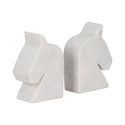 S/2- White Marble Horse Head Bookends