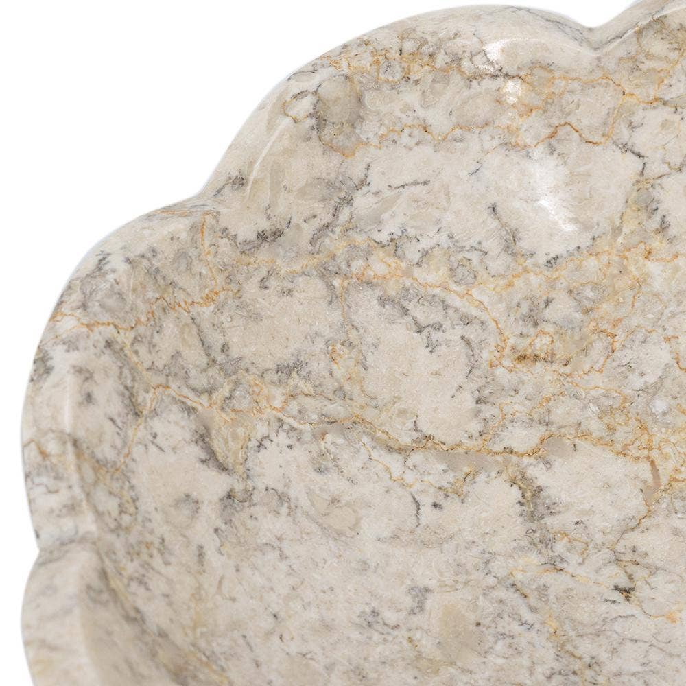 Cream Marble Bowl Scalloped Design