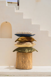 Scallop Velvet Pillow, Mustard (20"x20")