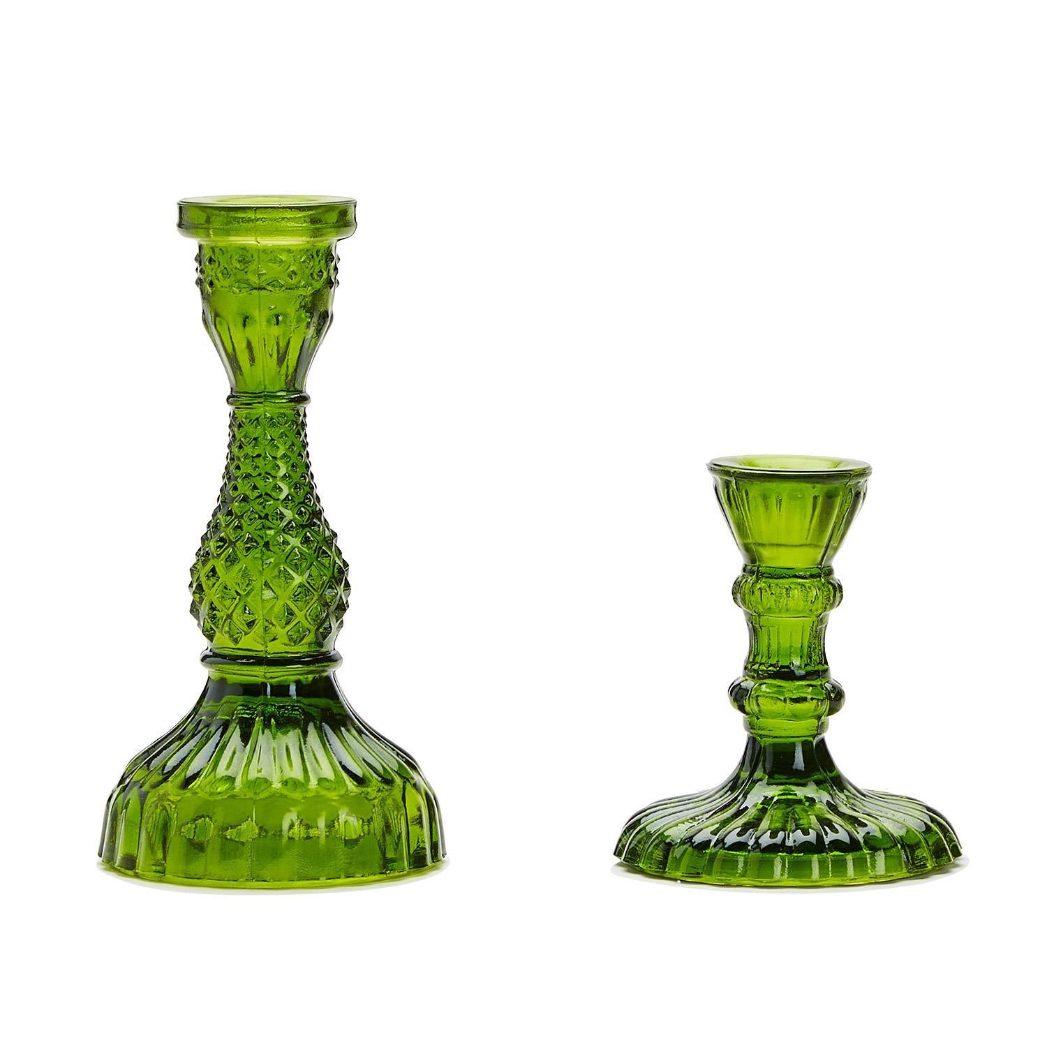 Casa Verde Moss Glass Candlestick