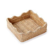 Scalloped Edge Basket Weave Cocktail Napkin Holder