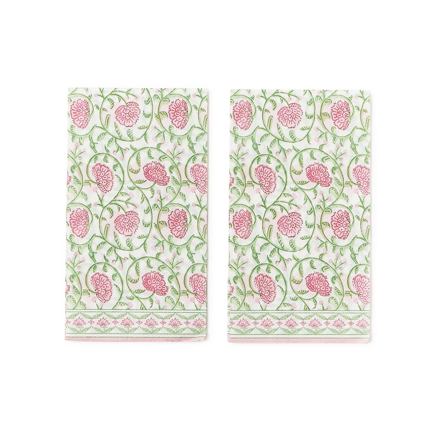 Floral Block Print 3-Ply Paper Dinner Napkin / Guest Towel