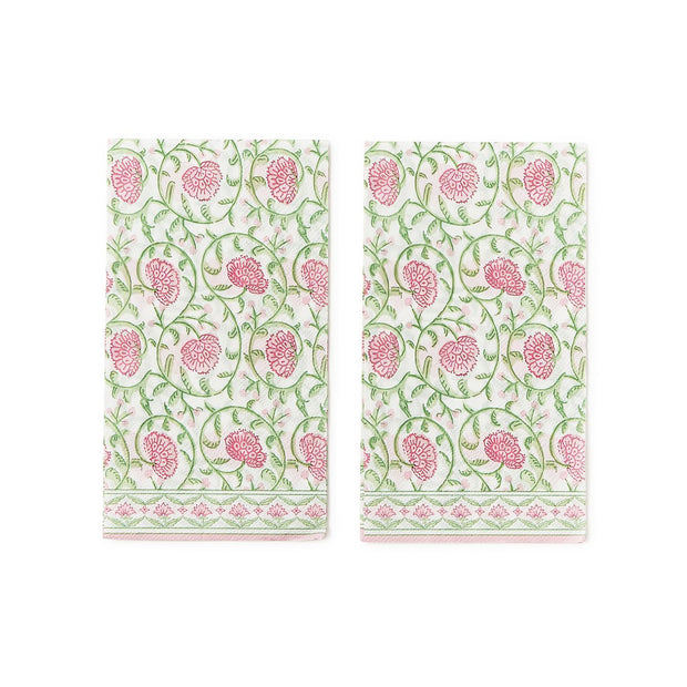 Floral Block Print 3-Ply Paper Dinner Napkin / Guest Towel