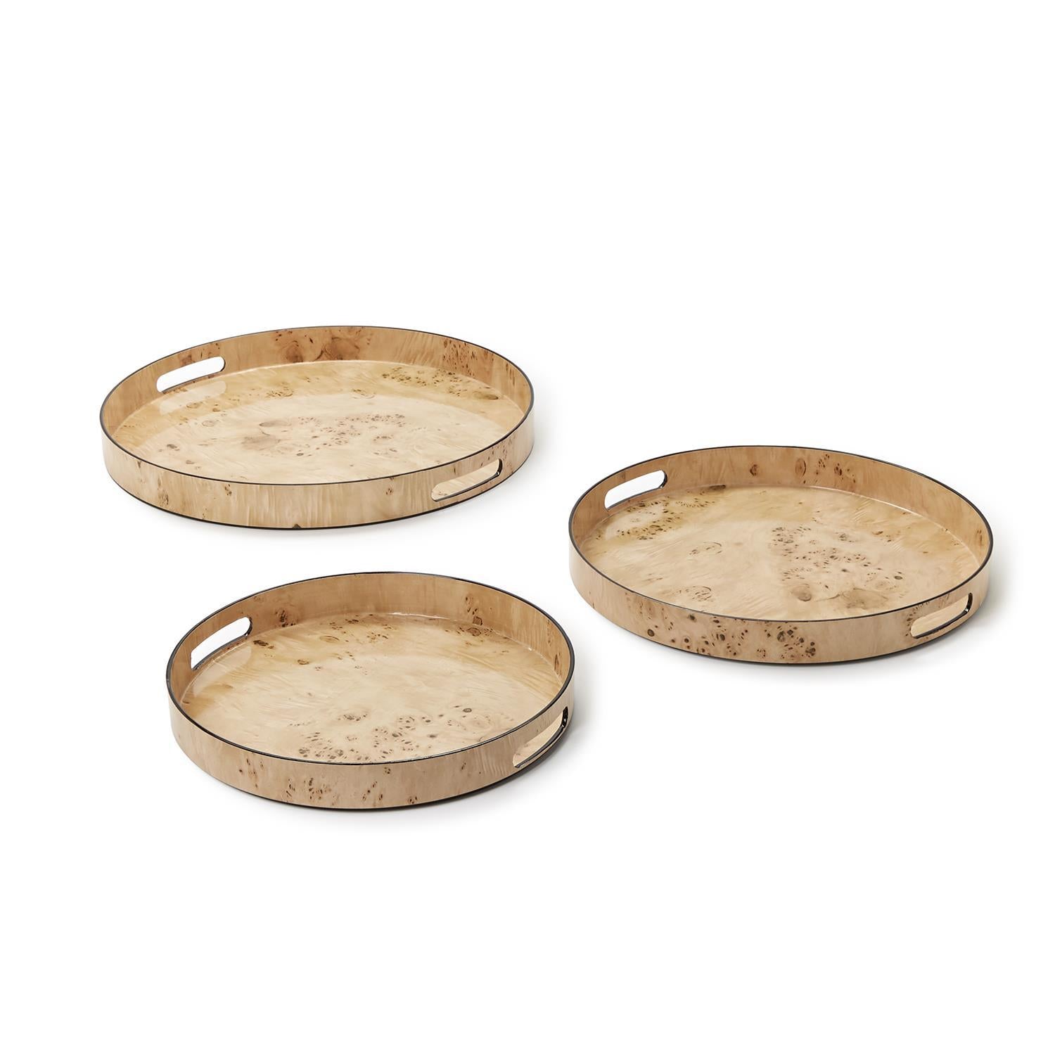 Burled Wood Pattern Round Tray (Decorative use only)