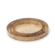 Burled Wood Pattern Round Tray (Decorative use only)