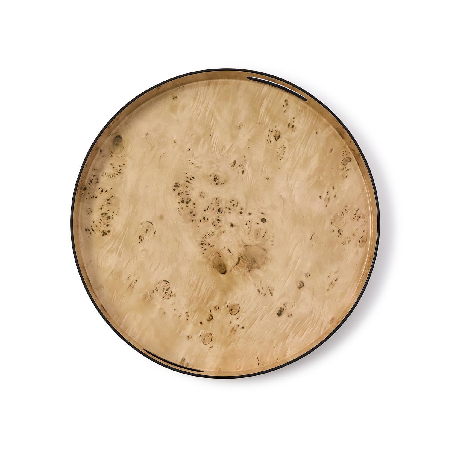 Burled Wood Pattern Round Tray (Decorative use only)