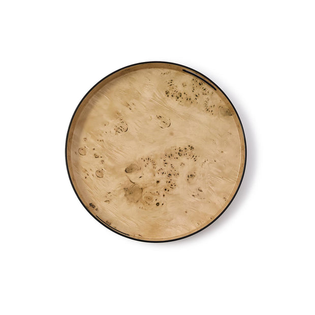 Burled Wood Pattern Round Tray (Decorative use only)