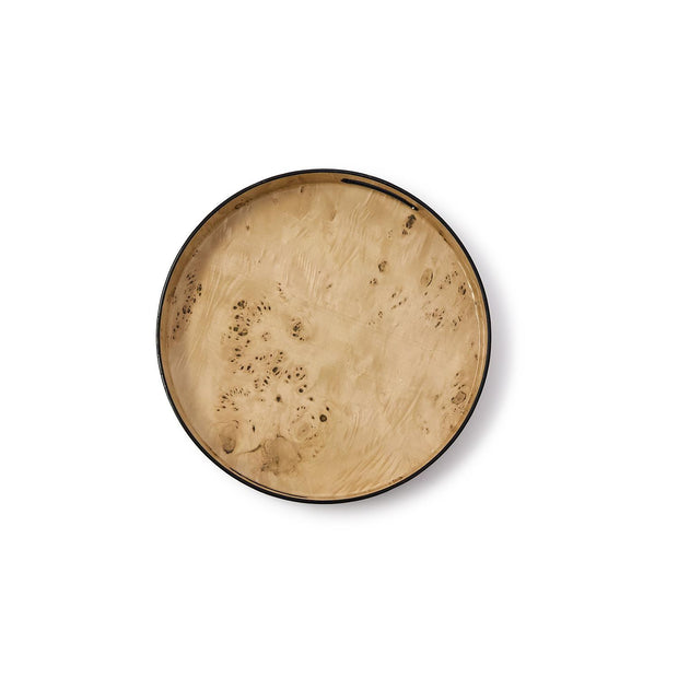 Burled Wood Pattern Round Tray (Decorative use only)