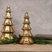 11.75" LIGHTED GOLD GLASS TREE