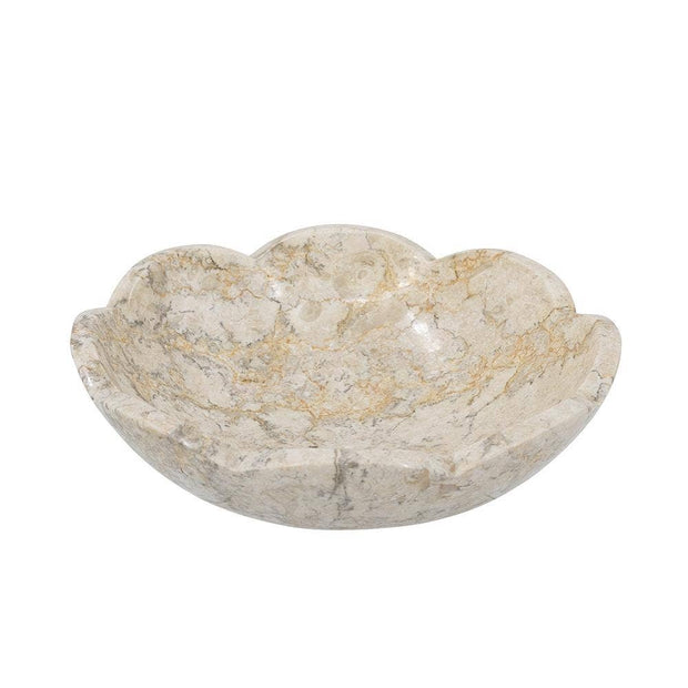 Cream Marble Bowl Scalloped Design