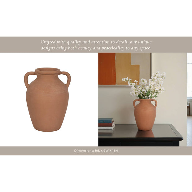 Brown Ceramic With Handles Decorative Vase