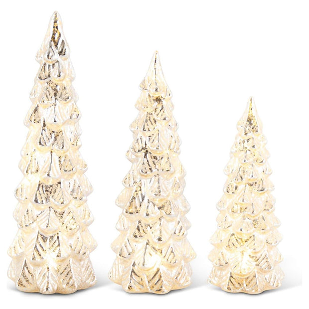 Glittered LED Silver Mercury Glass Tree