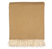Southampton Home Merino Wool Herringbone Throw- Wheat