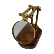 3" Antiqued Brass Desk-Top Magnifier on Solid Wood Base