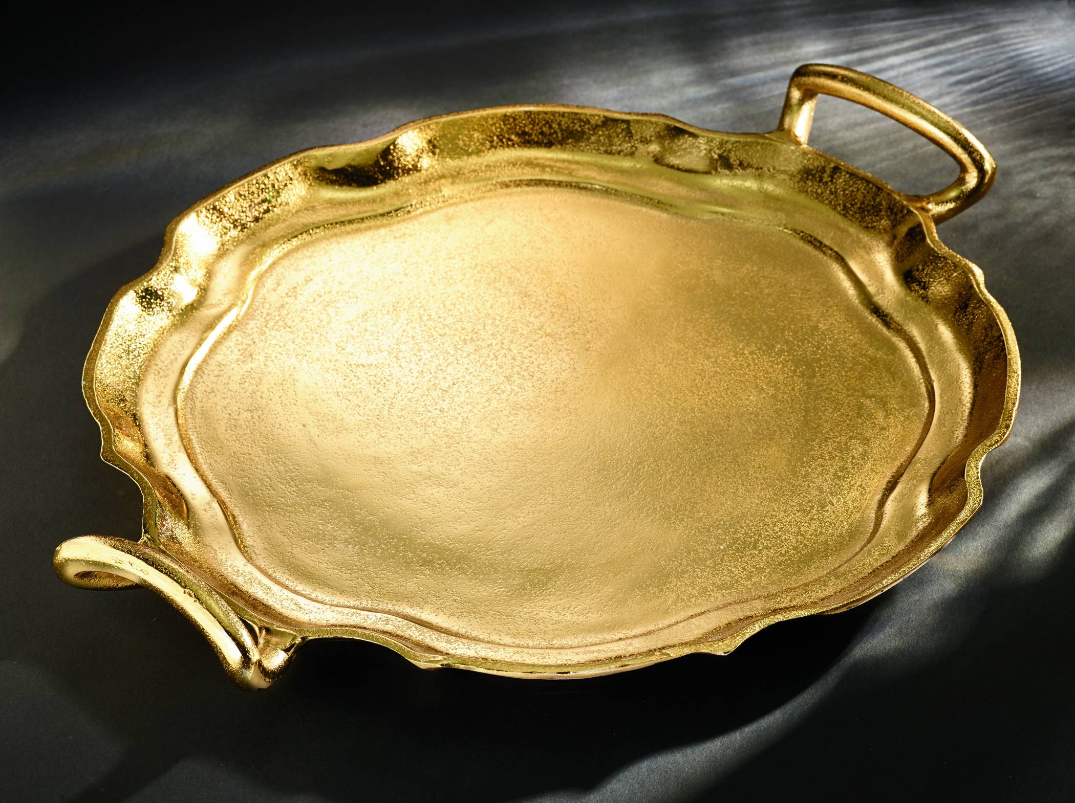 Gilded Round Tray w/Handles