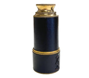 Brass Leather-Wrapped Pocket Telescope w/ Wood Display Box