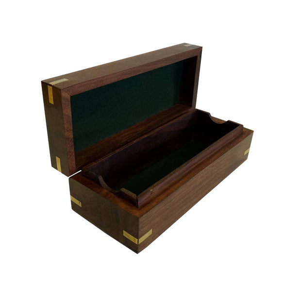 7-1/4" Wood  Box with Brass Diamond Inlay