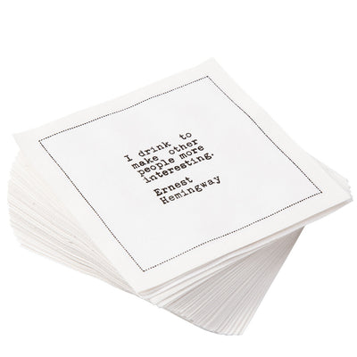 Cotton Cocktail Napkins with Quotes