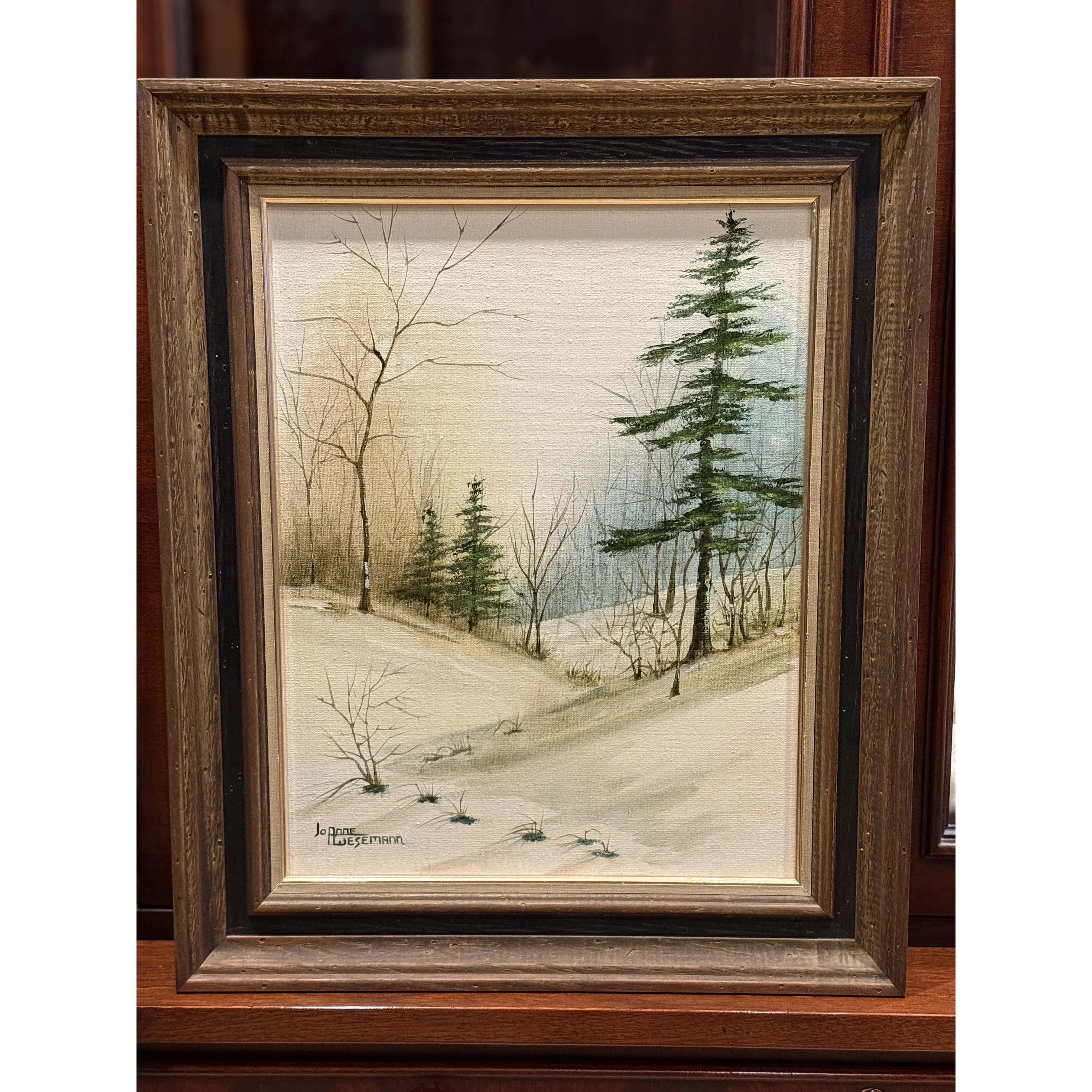 Vintage Oil on Canvas Winter Scape - 19