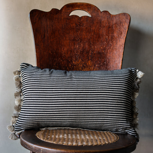 Textured Stripe Midnight Tassel - Indoor Pillow