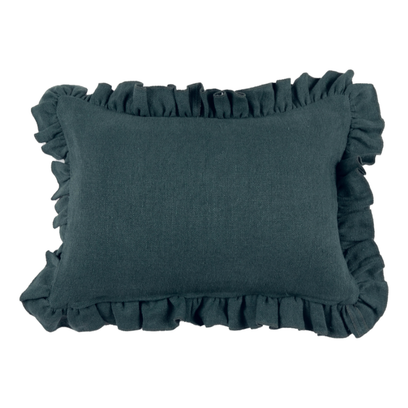 Anika Solid Teal Pillow W/Ruffle